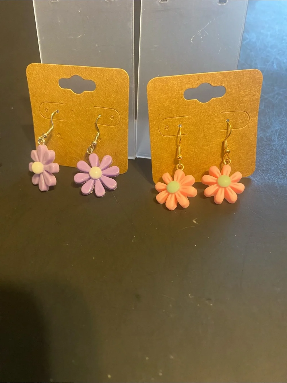 Cute Flower Dangle Earrings for Kids - Pink & Lavender
